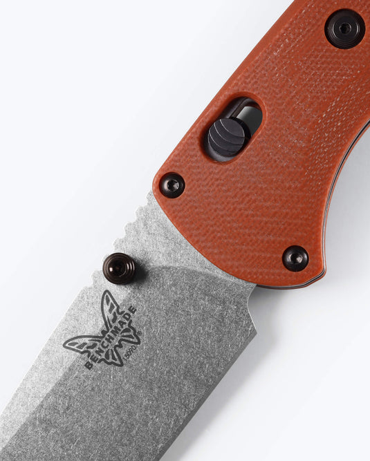 Benchmade 15090-1 Slipridge 3.5" Magna Cut Clip Point Blade, Rust Orange G10 Handle Knife