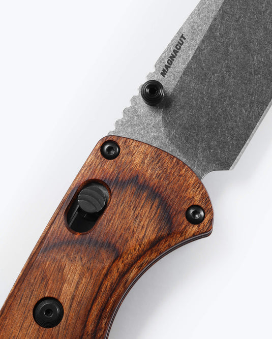 Benchmade 15090 Slipridge 3.5" Magna Cut Clip Point Blade, Stabilized Wood Handle Knife