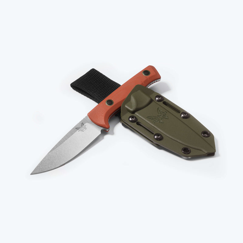 Load image into Gallery viewer, Benchmade 15650-01 Slipridge FIXED 3.7" Magnacut Drop Point Blade, Rust Orange G10 Handles, Knife
