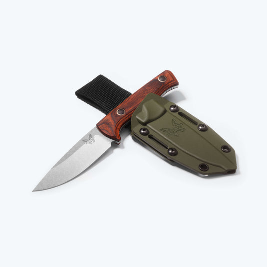 Benchmade 15650 Slipridge FIXED 3.7" Magnacut Drop Point Blade, Stabilized Wood Handles, Knife