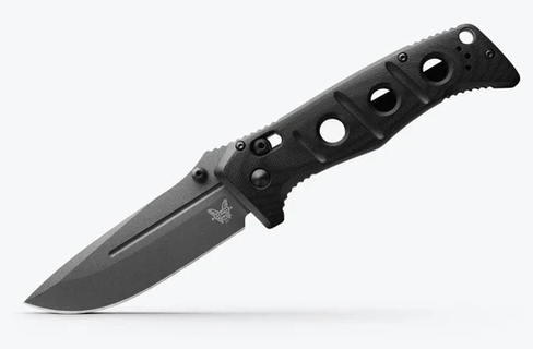 Benchmade 275GY-1 Shane Sibert Adamas Folding Knife 3.78" CruWear Tungsten Gray Plain Blade, Black G10 Handles