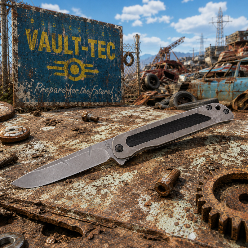 Load image into Gallery viewer, Medford T-Bone Fallout Series, Original Series BRONZE Handles, S45VN Drop Point Blade, PVD Clip, Knife Serial# 308-123
