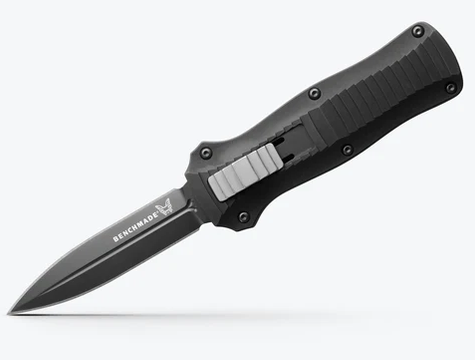 Benchmade 3350BK Mini-Infidel AUTO OTF 3.10" D2 Black Double Edge Blade, Aluminum Handles, Sheath with MALICE CLIP included