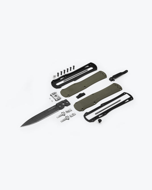 Benchmade 3400BK-1 Autocrat AUTO OTF 3.71" Black DLC Coated Finish Olive Drab Double Edge Dagger Knife