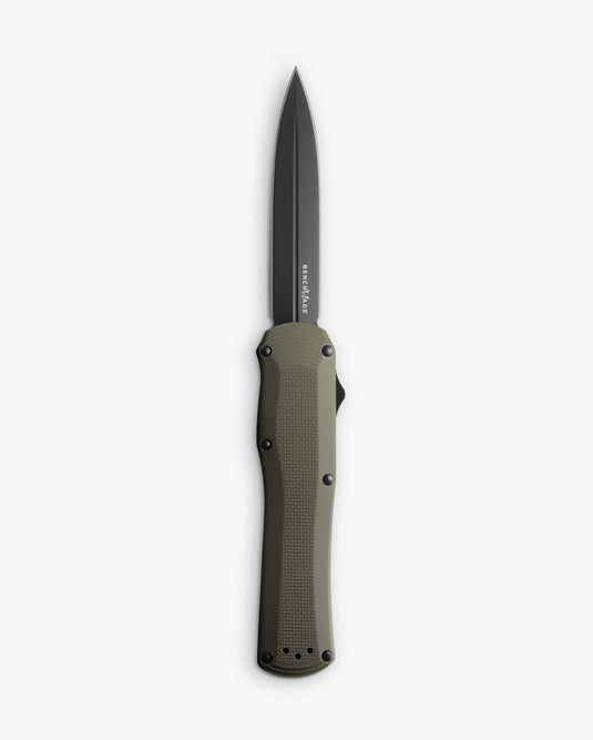 Benchmade 3400BK-1 Autocrat AUTO OTF 3.71" Black DLC Coated Finish Olive Drab Double Edge Dagger Knife