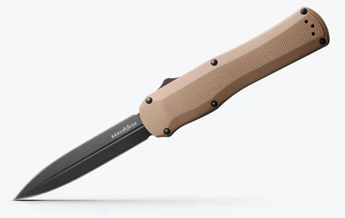 Benchmade 3400BK-2 Autocrat AUTO OTF 3.71" Black DLC Coated Finish Coyote Brown Double Edge Dagger Knife