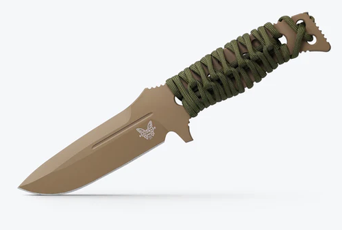 Benchmade 375FE-1 Fixed 4.2" CPM CRU-WEAR Flat Earth Adamas Fixed Blade Knife with Olive Paracord