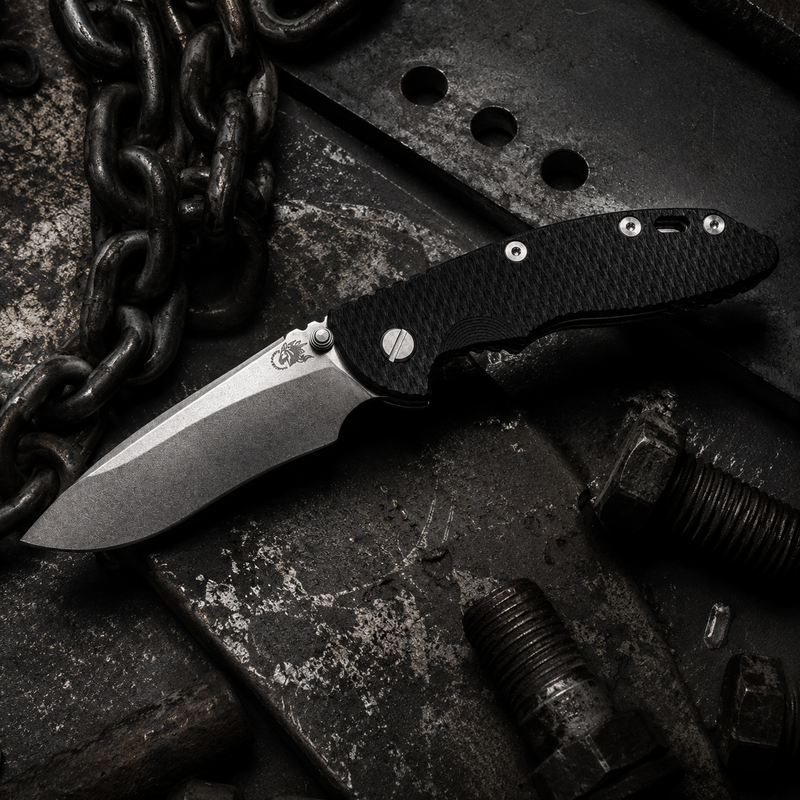 Load image into Gallery viewer, Rick Hinderer XM-18 3.5" Magnacut Recurve, Non-Flipper, Tri-Way, Stonewash, Black G10 Knife
