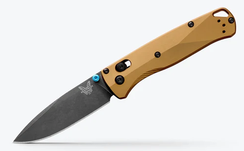 Benchmade 535BK-07 Bugout AXIS 3.24" Burnt Brass Aluminum M390 Black DLC Battlewash Finish Blade Folding Knife