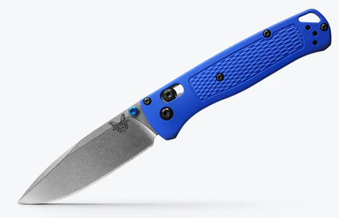 Benchmade 535 Bugout AXIS Folding Knife 3.24" S30V Satin Plain Blade, Blue Grivory Handles