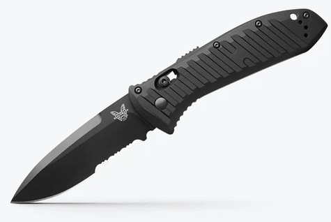 Benchmade 5700SBK Auto Presidio II Folding Knife 3.72" Satin S30V Blade, Milled Black Aluminum Handles