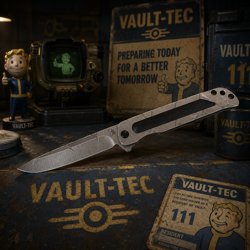 Load image into Gallery viewer, Medford T-Bone Fallout Series, Original Series Handles, S45VN Tanto Blade, PVD Clip, Knife Serial# 401-097

