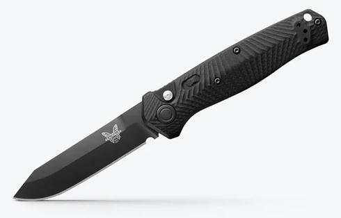 Benchmade 8551BK Mediator AUTO Folding Knife 3.3" Black Blade Black G10 Chevron Pattern Handles