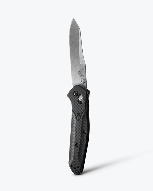 Benchmade 940-1 Osborne Folding Knife 3.4" S90V Stonewash Plain Blade, Carbon Fiber Handles