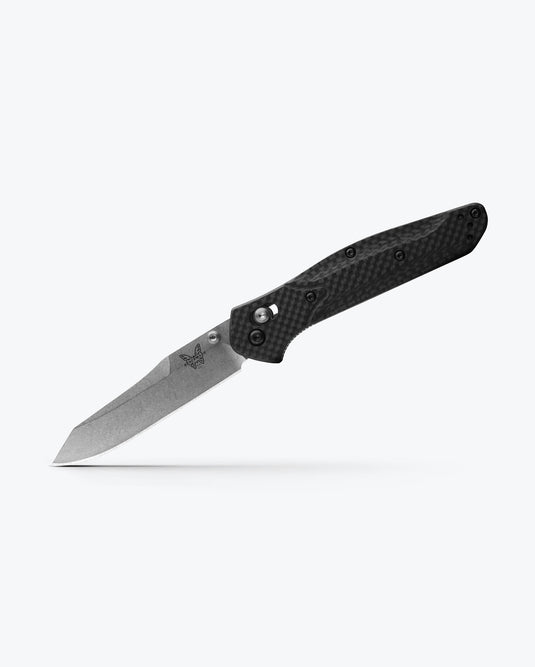 Benchmade 940-1 Osborne Folding Knife 3.4" S90V Stonewash Plain Blade, Carbon Fiber Handles