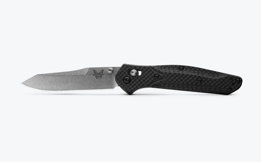 Benchmade 940-1 Osborne Folding Knife 3.4" S90V Stonewash Plain Blade, Carbon Fiber Handles