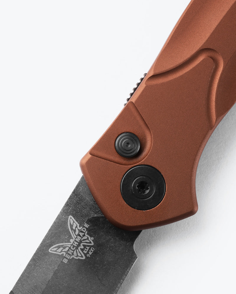 Load image into Gallery viewer, Benchmade 9400BK-03 Osborne Burnt Copper Handles 3.4" Magnacut Battlewash DLC Blade Knife
