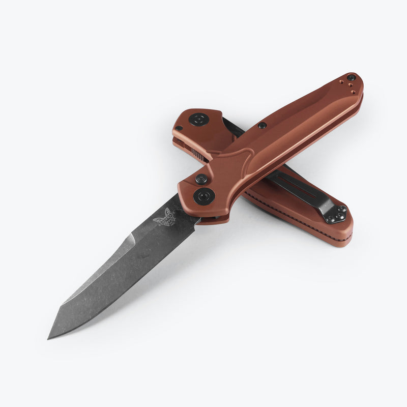 Load image into Gallery viewer, Benchmade 9400BK-03 Osborne Burnt Copper Handles 3.4" Magnacut Battlewash DLC Blade Knife
