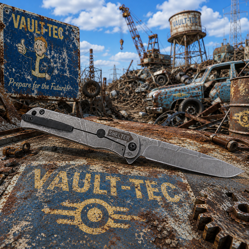 Load image into Gallery viewer, Medford T-Bone Fallout Series, Original Series BRONZE Handles, S45VN Drop Point Blade, PVD Clip, Knife Serial# 308-123
