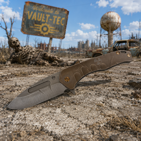 Medford Praetorian Slim Flipper, Original BRONZE Fallout Theme, S35VN Drop Point, Bronze Hardware Knife Serial