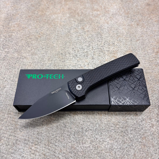 Protech RCS1106 Ramon Chavez Designed Scapegoat Compact Auto, Carbine Textured Black AL Handles Knife