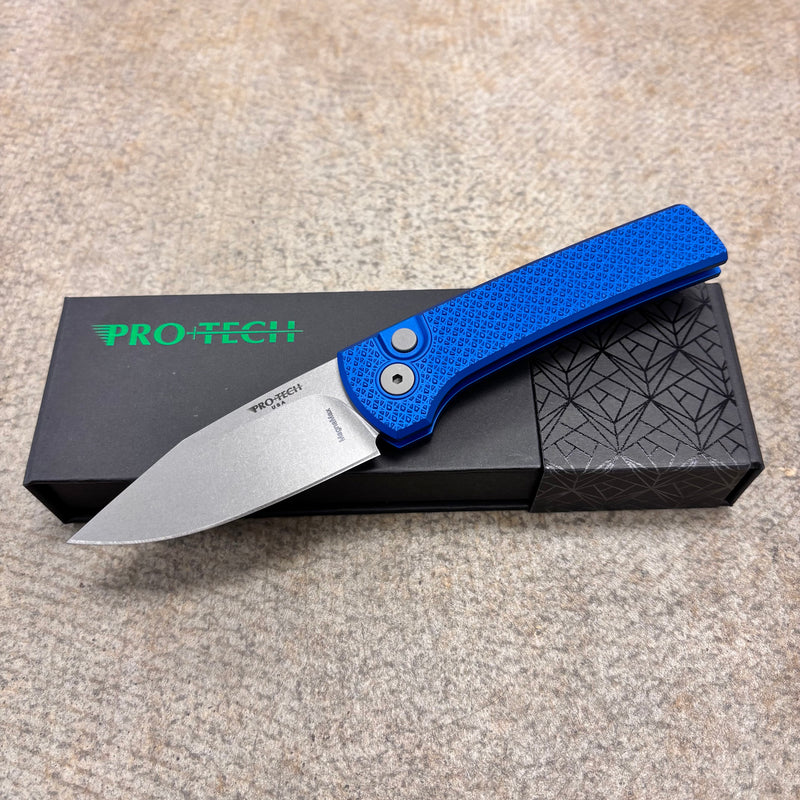Load image into Gallery viewer, Protech RCS1105-BLUE Ramon Chavez Designed Scapegoat Compact Auto, Carbine Textured Blue AL Handles Knife
