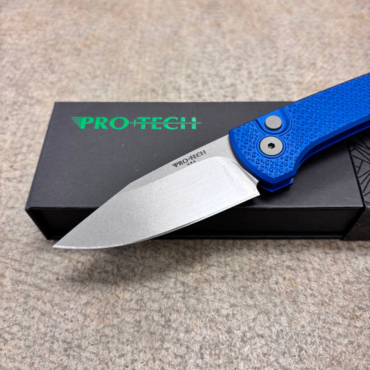 Protech RCS1105-BLUE Ramon Chavez Designed Scapegoat Compact Auto, Carbine Textured Blue AL Handles Knife