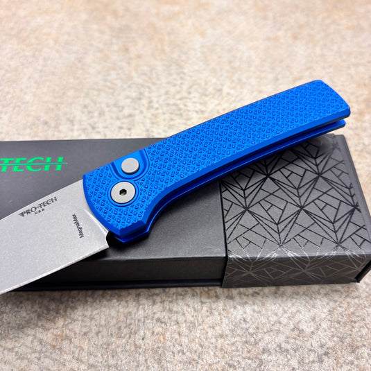 Protech RCS1105-BLUE Ramon Chavez Designed Scapegoat Compact Auto, Carbine Textured Blue AL Handles Knife