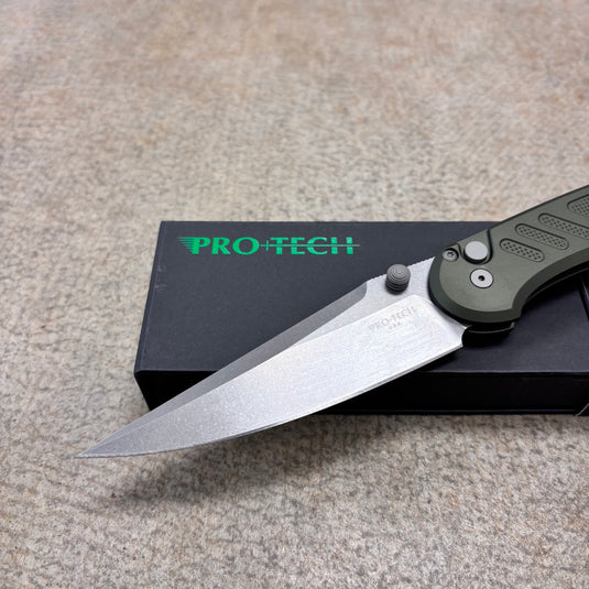 Protech PN1101-Green Peace Neighbor Avalon, Knurled Green AL Handles, Stonewash Magnacut Blade, Knife