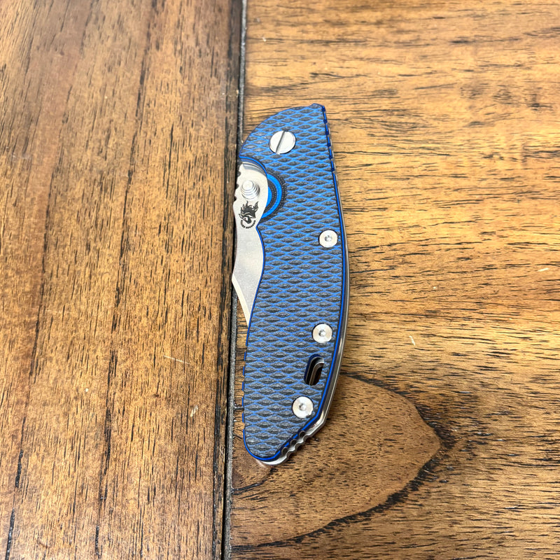 Load image into Gallery viewer, Rick Hinderer XM-18 3.5" Magnacut Bowie, NON-Flipper, Tri-Way, Stonewash Blade, Bead Blasted Handle, Blue/Black G10 Knife
