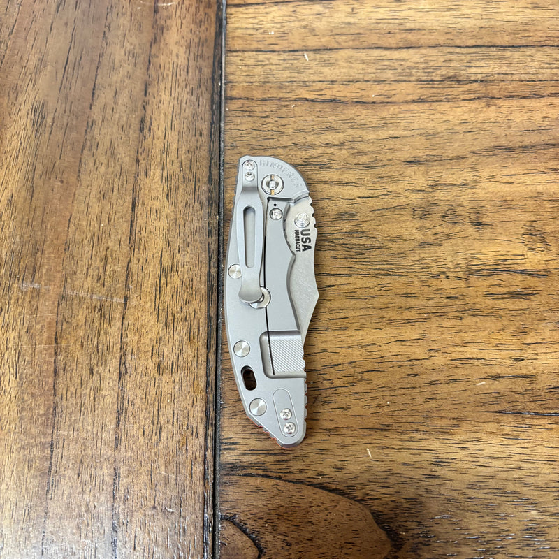 Load image into Gallery viewer, Rick Hinderer XM-18 3.5" Magnacut Bowie, NON-Flipper, Tri-Way, Stonewash Blade, Bead Blasted Handle, Orange G10 Knife
