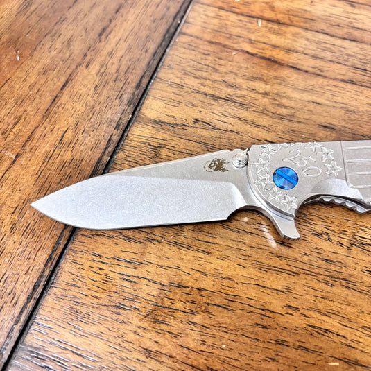 Rick Hinderer XM-18 3.5" Spanto America 250th Anniversary Smooth Titanium Handles Knife