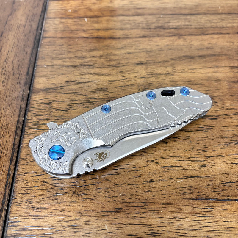 Load image into Gallery viewer, Rick Hinderer XM-18 3.5" Spanto America 250th Anniversary Smooth Titanium Handles Knife
