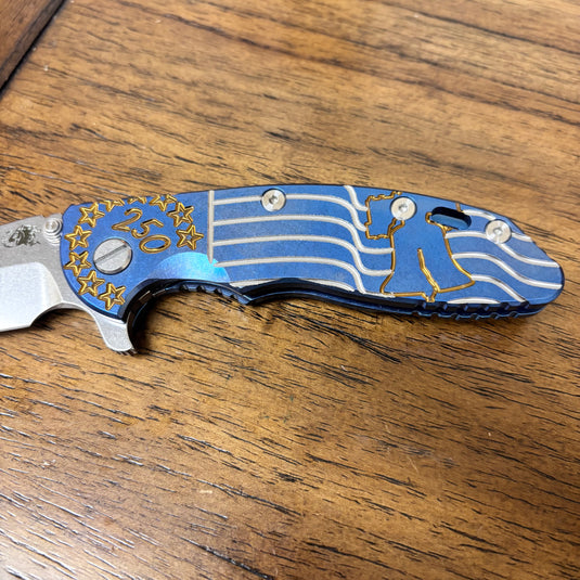 Rick Hinderer XM-18 3.5" Harpoon Spanto America 250th Anniversary Smooth Titanium Handles Knife