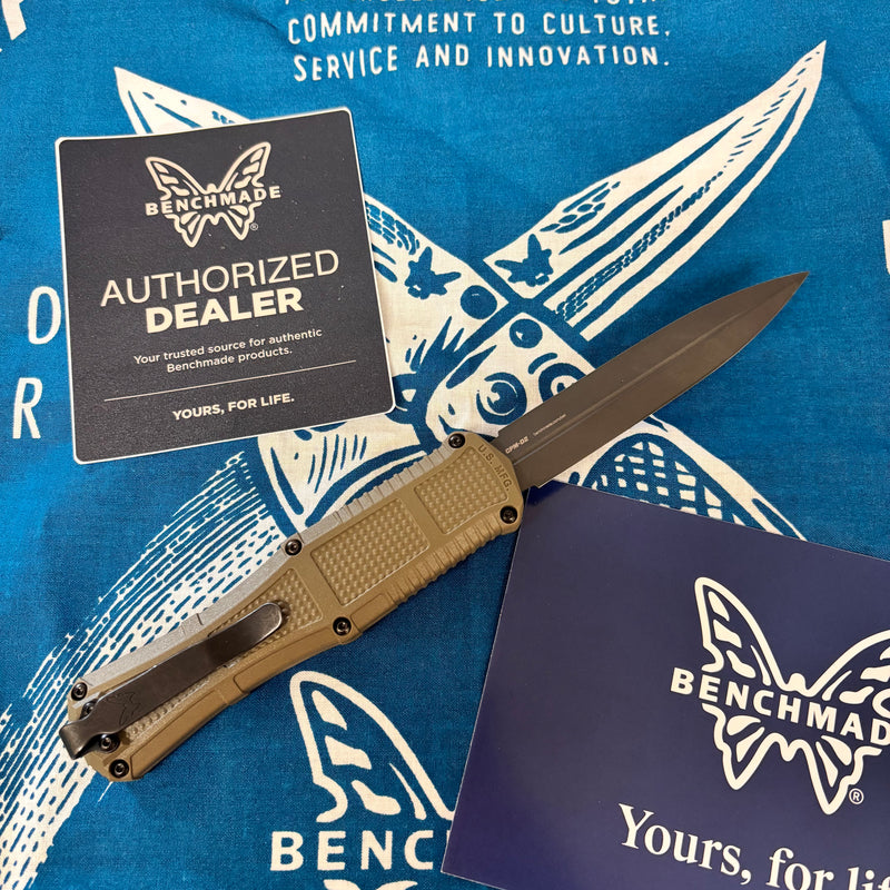 Load image into Gallery viewer, Benchmade 3370GY-1 Claymore OTF Automatic 3.89" CPM-D2 Ranger Green Grivory Handles Knife
