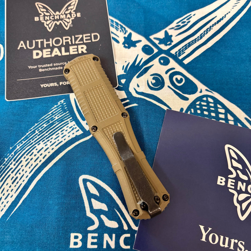 Load image into Gallery viewer, Benchmade 3370GY-1 Claymore OTF Automatic 3.89" CPM-D2 Ranger Green Grivory Handles Knife
