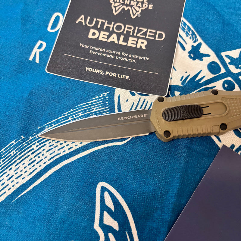 Load image into Gallery viewer, Benchmade 3375GY-1 MINI Claymore OTF Automatic 3.02" CPM-D2 Ranger Green Grivory Handles Knife
