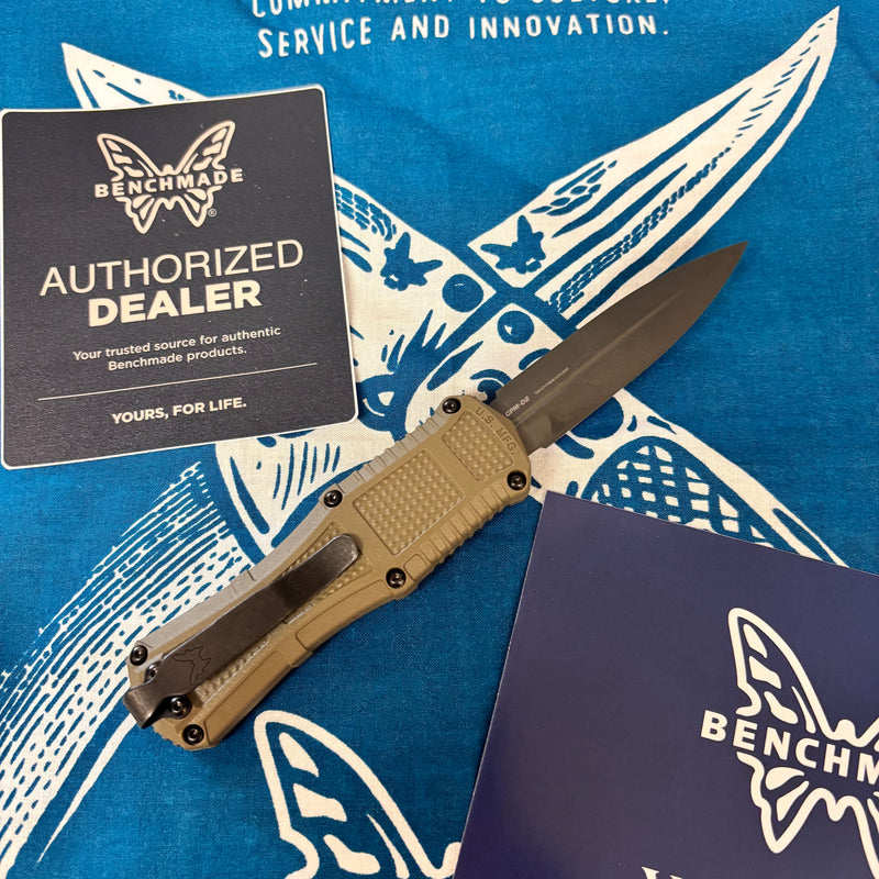 Load image into Gallery viewer, Benchmade 3375GY-1 MINI Claymore OTF Automatic 3.02" CPM-D2 Ranger Green Grivory Handles Knife
