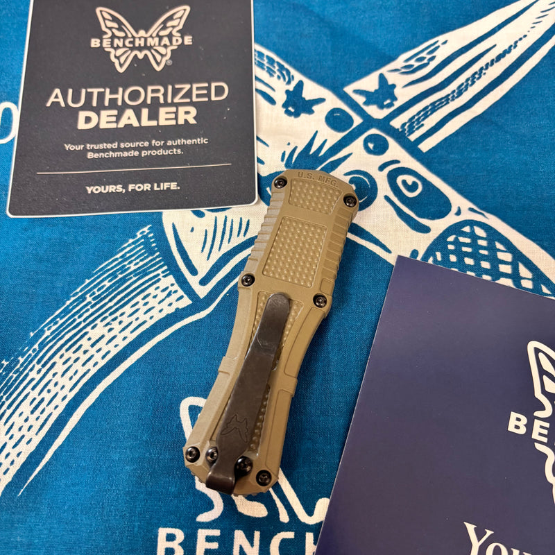 Load image into Gallery viewer, Benchmade 3375GY-1 MINI Claymore OTF Automatic 3.02" CPM-D2 Ranger Green Grivory Handles Knife
