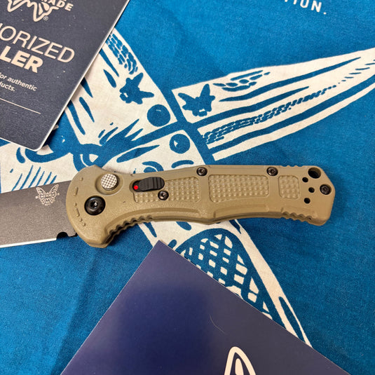 Benchmade 9570BK-1 Mini Claymore AUTO Folding Knife 3" CPM-D2 Cobalt Blade Ranger Green Grivory Handles
