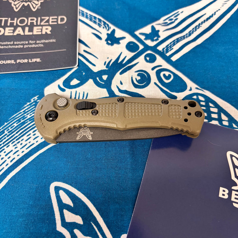 Load image into Gallery viewer, Benchmade 9570BK-1 Mini Claymore AUTO Folding Knife 3" CPM-D2 Cobalt Blade Ranger Green Grivory Handles
