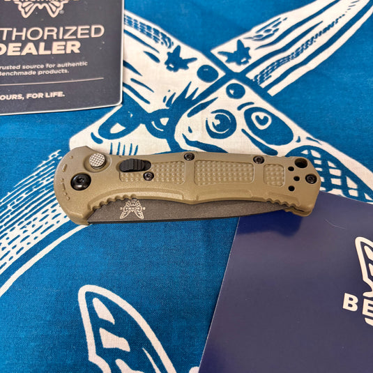 Benchmade 9570BK-1 Mini Claymore AUTO Folding Knife 3" CPM-D2 Cobalt Blade Ranger Green Grivory Handles