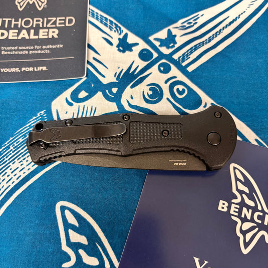Benchmade 9070SBK Claymore AUTO Folding Knife 3.6" CPM-D2 Cobalt Serrated Blade, Black Grivory Handles