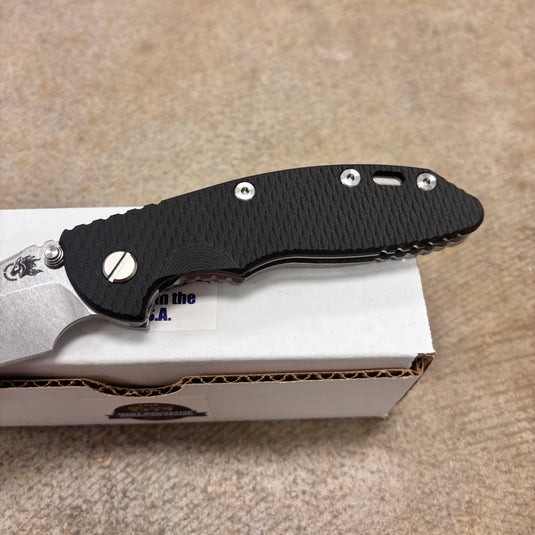Rick Hinderer XM-18 3.5" Magnacut Recurve, Non-Flipper, Tri-Way, Stonewash, Black G10 Knife