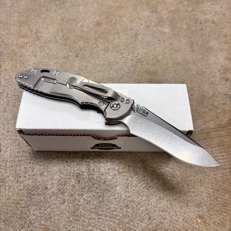 Load image into Gallery viewer, Rick Hinderer XM-18 3.5" Magnacut Recurve, Non-Flipper, Tri-Way, Stonewash, Black G10 Knife
