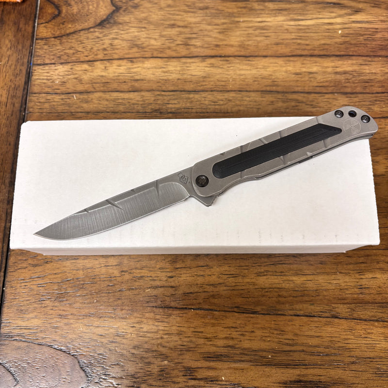 Load image into Gallery viewer, Medford T-Bone Fallout Series, Original Series Handles, S45VN Drop Point Blade, Flamed Clip, Knife Serial# 308-118
