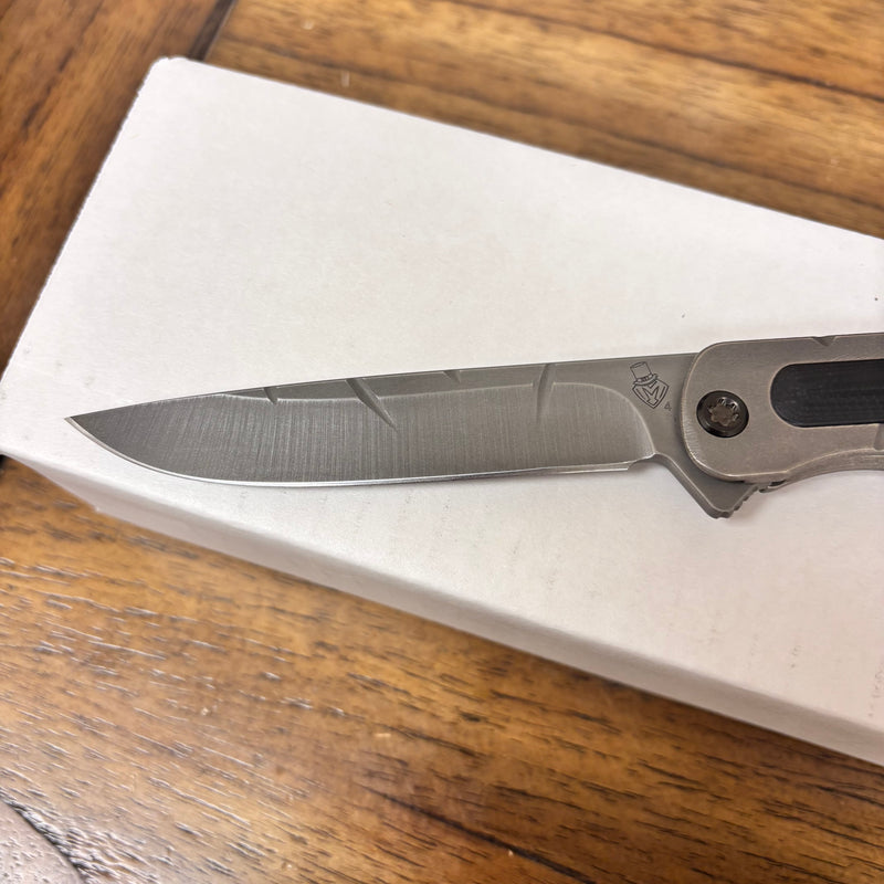 Load image into Gallery viewer, Medford T-Bone Fallout Series, Original Series Handles, S45VN Drop Point Blade, Flamed Clip, Knife Serial# 308-118
