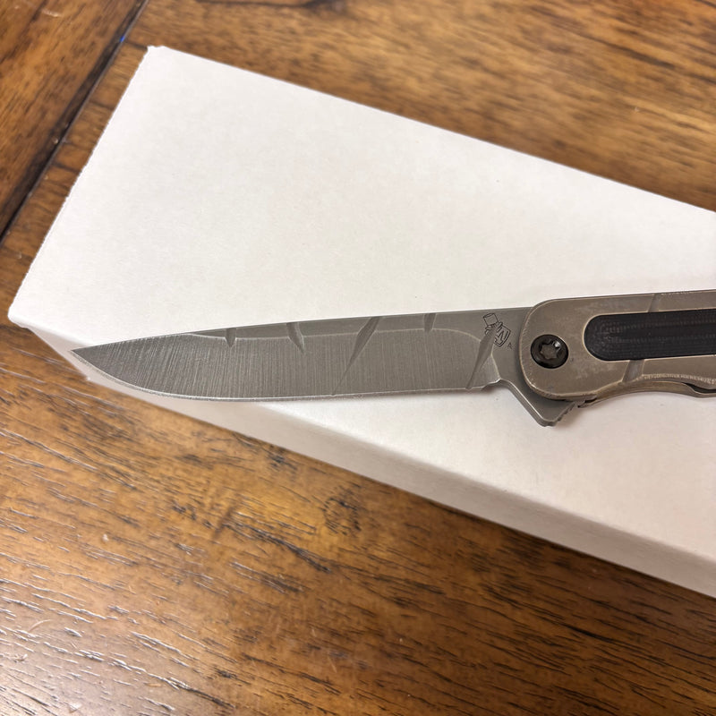 Load image into Gallery viewer, Medford T-Bone Fallout Series, Original Series BRONZE Handles, S45VN Drop Point Blade, PVD Clip, Knife Serial# 308-123
