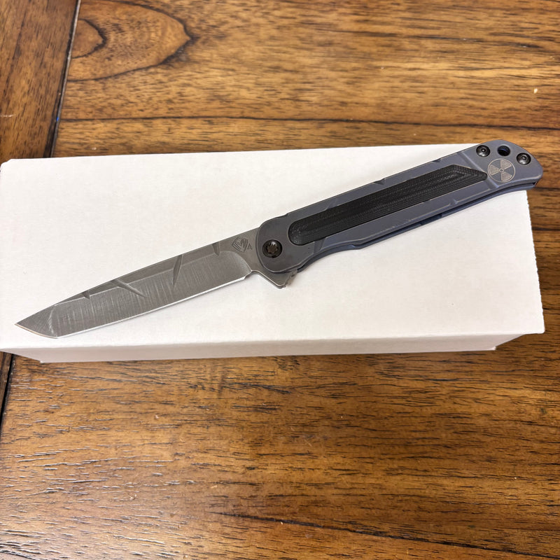 Load image into Gallery viewer, Medford T-Bone Fallout Series, Original Series BLUE Handles, S45VN Tanto Blade, PVD Clip, Knife Serial# 401-094
