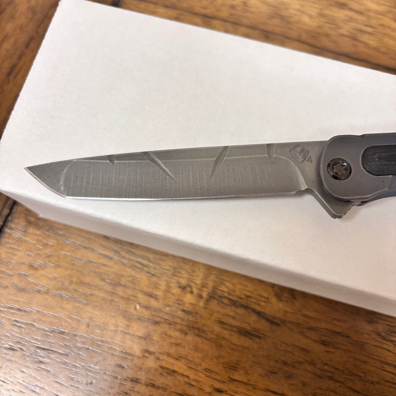 Load image into Gallery viewer, Medford T-Bone Fallout Series, Original Series BLUE Handles, S45VN Tanto Blade, PVD Clip, Knife Serial# 401-094
